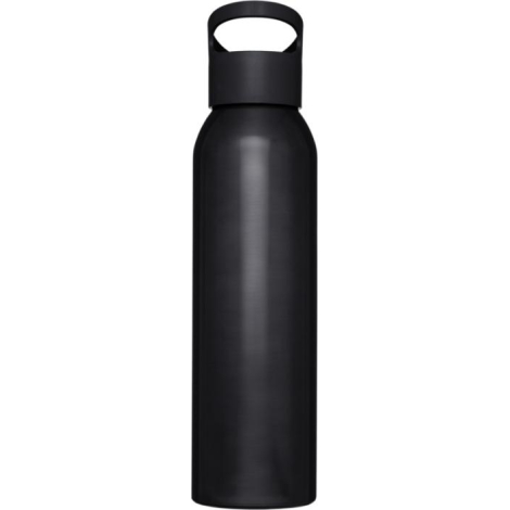 Gourde de sport noire vue de face avec bouchon intégré, sans personnalisation visible.