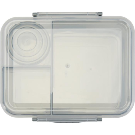 Boîte à déjeuner vue de dessus avec couvercle transparent, sans personnalisation visible.