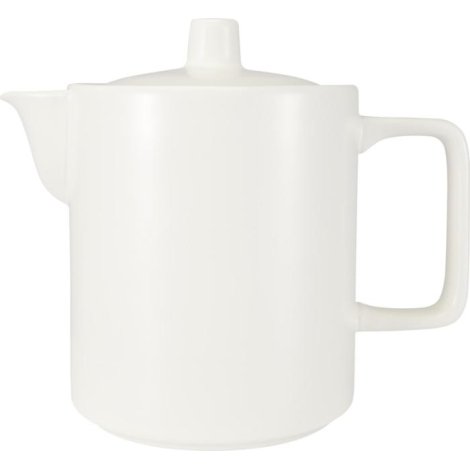 Vue rapprochée de la théière en céramique avec surface lisse, sans personnalisation apparente.