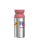 Mug isotherme en acier avec partie supérieure rose vue de face, avec personnalisation visible sur la partie centrale du corps du