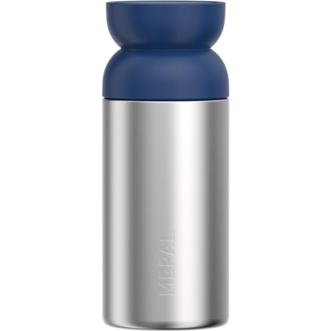 Mug isotherme avec partie supérieure bleue vue de face, sans personnalisation visible, marquage de branding apparent.