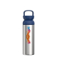 Mug isotherme en acier avec partie supérieure bleue et poignée intégrée vue de face, avec personnalisation visible sur la partie