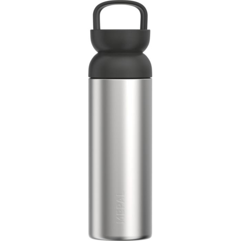 Mug isotherme en acier avec partie supérieure noire et poignée intégrée vue de face, sans personnalisation visible, marquage de 