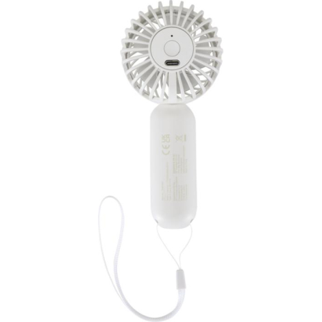 Ventilateur portable blanc vue arrière, sans marquage visible.