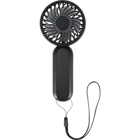 Ventilateur portable noir vue de face, sans marquage visible.