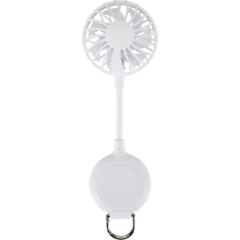 Ventilateur portable blanc vue de face, sans marquage visible.