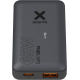 Chargeur de voyage noir avec ports USB-C et USB-A vue de face, avec personnalisation ton sur ton visible sur la surface.