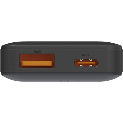 Gros plan sur ports USB-C et USB-A du chargeur, sans marquage visible.