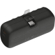 Gros plan sur connecteur intégré et port USB-C de la batterie, sans marquage visible.