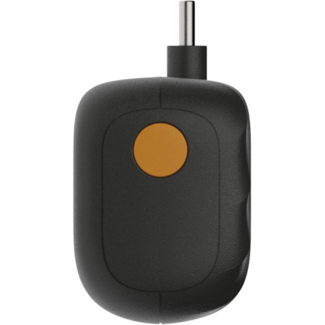 Batterie de secours présentée en vue de profil, mettant en avant son format compact, sans personnalisation visible.