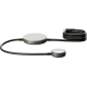 Câble de charge avec module circulaire principal et second module plus petit reliés par câble tressé vue de dessus, sans marquag