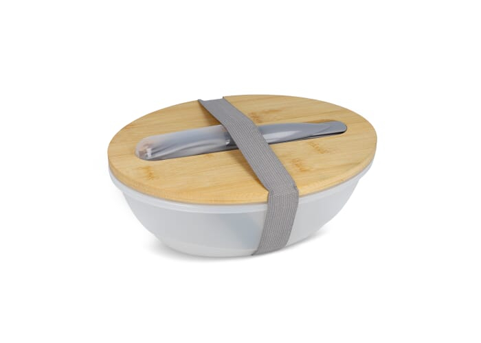 Lunchbox publicitaire recyclée avec couverts 1L Gris