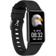 Bracelet intelligent noir présenté sous un autre angle de face avec affichage d’interface sur l’écran, sans personnalisation app