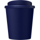 Petit gobelet bleu foncé avec couvercle assorti présenté uni, sans personnalisation visible sur la surface extérieure
