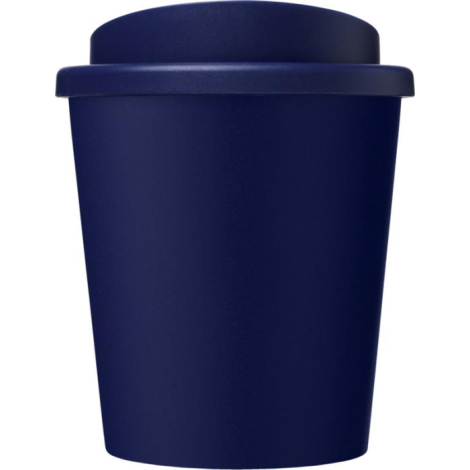 Petit gobelet bleu foncé avec couvercle assorti présenté uni, sans personnalisation visible sur la surface extérieure