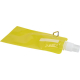 Bouteille d’eau pliable jaune posée à l’horizontale avec zone rectangulaire sur la face, sans personnalisation apparente