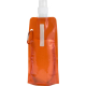 Bouteille d’eau pliable orange avec zone verticale visible sur la face, sans marquage apparent
