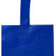Zoom sur un sac bleu montrant la texture du matériau et une anse, sans marquage visible