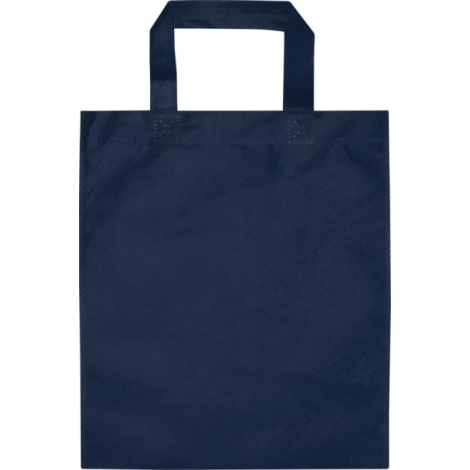 Sac shopping bleu vu de face avec anses, sans personnalisation apparente