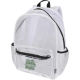 Sac à dos transparent avec poche frontale zippée et personnalisation visible sur la poche avant