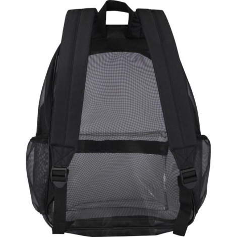 Vue arrière d’un sac à dos noir avec bretelles réglables, sans personnalisation visible