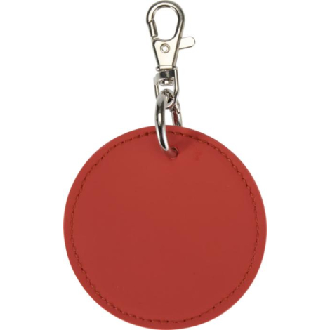Porte-clés rond rouge avec attache métallique, sans personnalisation apparente