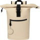Porte-clés rond beige accroché à un sac, sans marquage visible