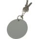 Porte-clés rond gris attaché à un trousseau de clés, sans personnalisation visible