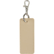 Porte-clés rectangulaire beige aspect cuir avec couture apparente sur le pourtour et attache métallique, sans personnalisation a