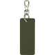 Porte-clés rectangulaire vert aspect cuir avec finition mate et couture apparente, sans personnalisation visible