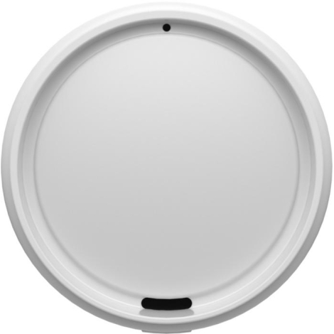 Vue supérieure d’un couvercle blanc avec ouverture pour boisson, sans marquage visible