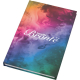 Carnet A5 à couverture rigide mate avec impression intégrale, personnalisation visible sur la couverture avant
