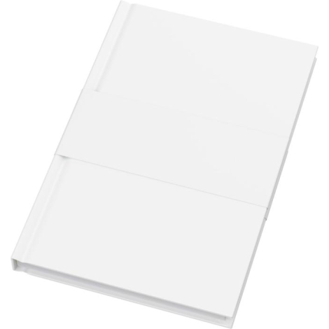 Carnet A5 à couverture rigide blanche avec bande, sans marquage visible