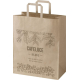 Sac en papier kraft avec poignées plates et personnalisation visible sur la face avant