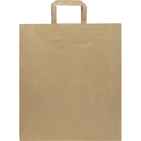 Sac en papier kraft vu de face avec poignées plates, sans personnalisation visible