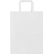 Sac en papier blanc vu de face avec poignées plates, sans personnalisation apparente