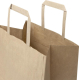 Vue rapprochée de sacs en papier kraft naturel avec poignées plates et ouverture visible, sans marquage visible