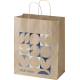 Sac en papier kraft naturel avec poignées torsadées et personnalisation visible sur la face avant