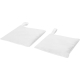 Deux sachets carrés en tissu blanc unis avec boucle de suspension, sans personnalisation apparente