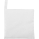 Vue rapprochée d’un sachet carré en tissu blanc avec surface lisse et boucle de suspension, sans marquage visible