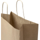 Vue rapprochée d’un sac papier kraft montrant l’intérieur et les poignées torsadées, sans marquage visible Vue rapprochée d’un sac papier kraft montrant l’intérieur et les poignées torsadées, sans marquage visible