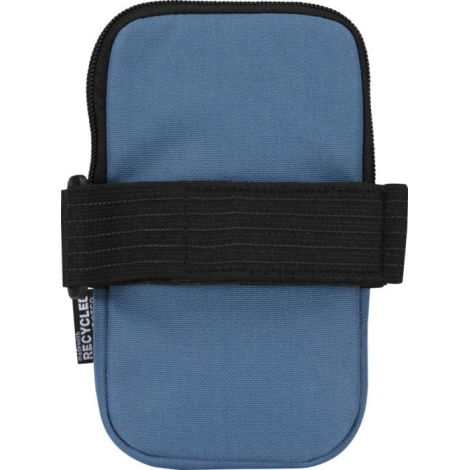 Vue arrière d’un étui bleu avec bande élastique de fixation, sans personnalisation visible