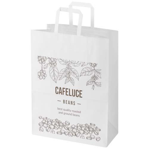Sac de distribution kraft personnalisable poignées plates Blanc