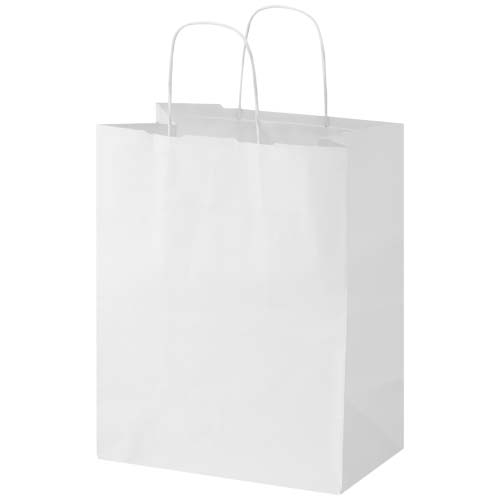 Sac de conditionnement kraft publicitaire poignées torsadées Blanc