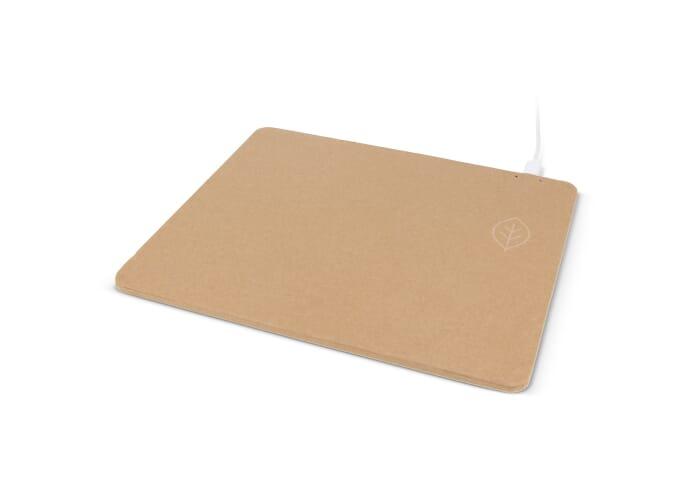 Tapis de souris publicitaire avec chargeur sans fil en papier recyclé Nature