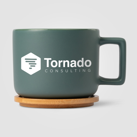 Tasse promotionnelle couvercle bambou - Café Virtuoso 355 ml