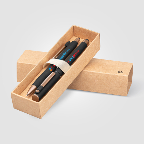 Coffret cadeau stylo York plastique recyclé finition bronze