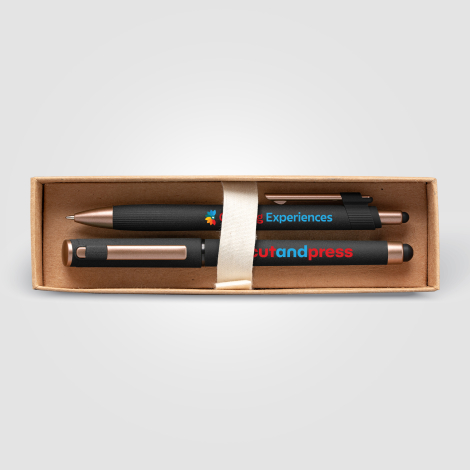 Coffret cadeau stylo York plastique recyclé finition bronze