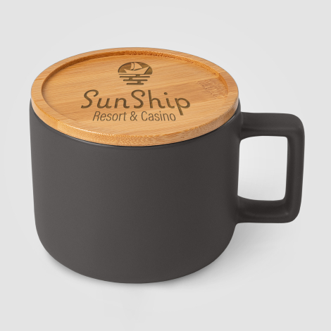 Tasse promotionnelle couvercle bambou - Café Virtuoso 355 ml