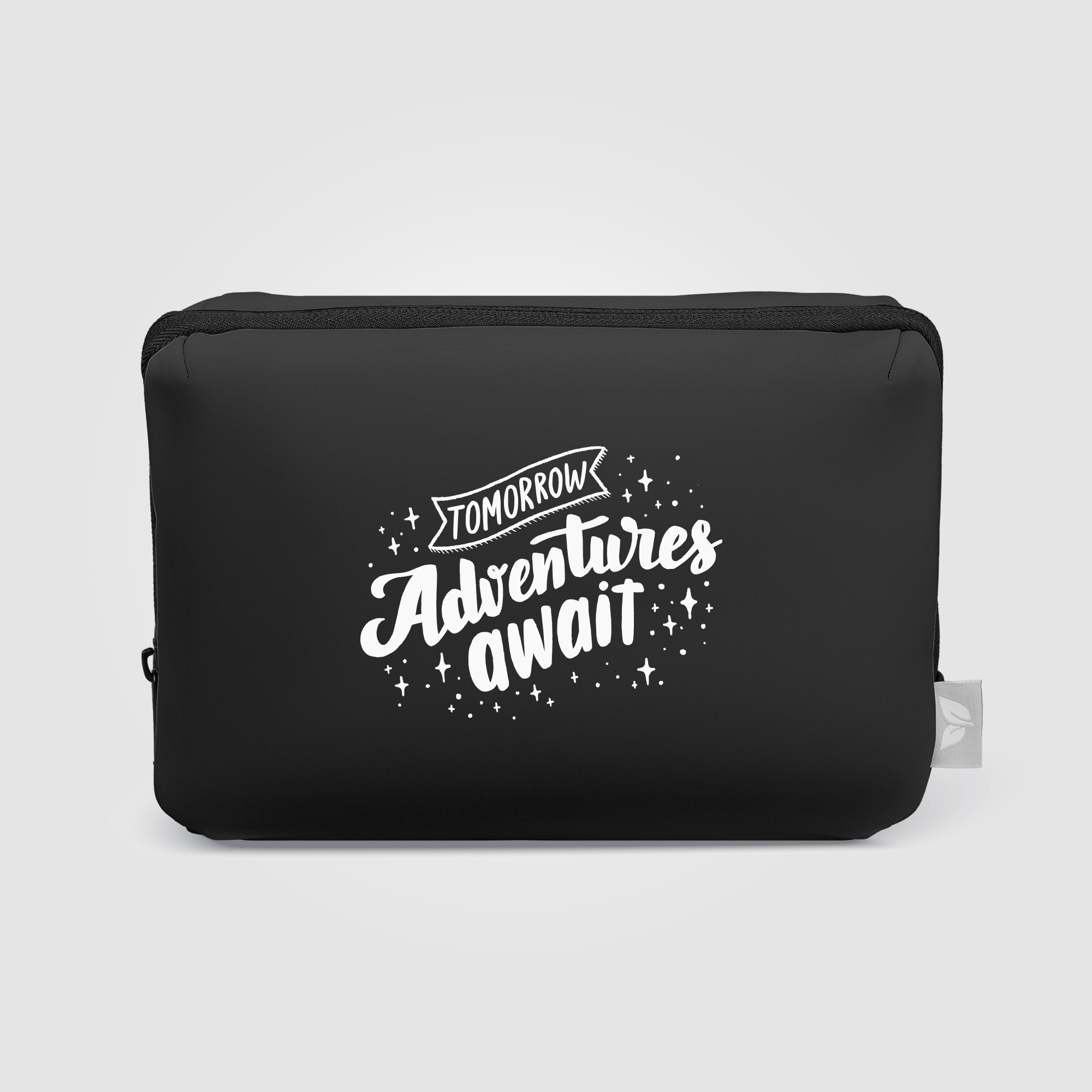 Trousse publicitaire rPET multi-poches 2 L fermeture zippée Malmö Noir